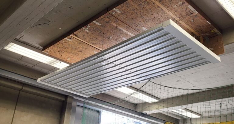 KSP radiant panels in sports hall – ballwurfsicherheit DIN 18032-3