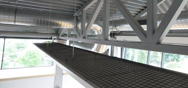 KSP radiant panel installed in sports hall – ball impact resistant heating