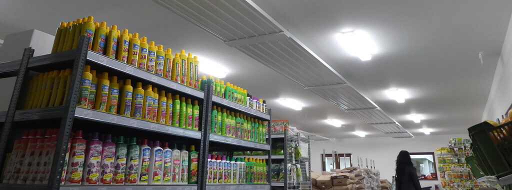 vytápění prodejny sálavým panelem Kotrbatý KSP to go instalovaným pod stropem